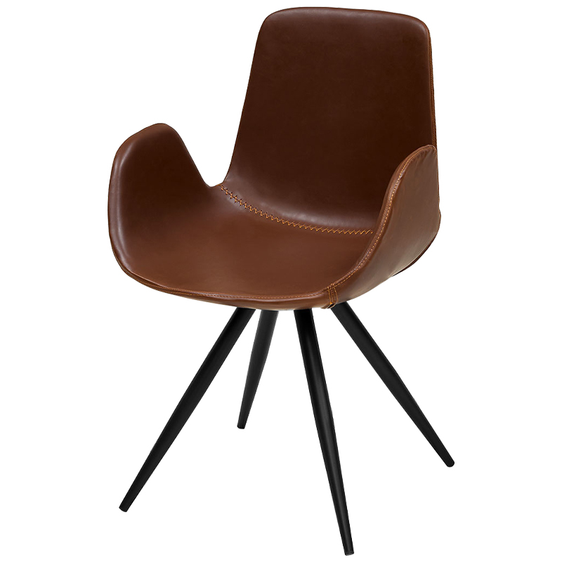 Стул коричневый с обивкой из эко-кожи Leigh Chair Коричневый Черный в Костроме | Loft Concept 