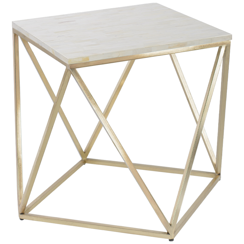 Кофейный Стол Bone Inlay Geometry Белый Золотой Кофейный Стол Bone Inlay Geometry Белый Золотой в Костроме | Loft Concept