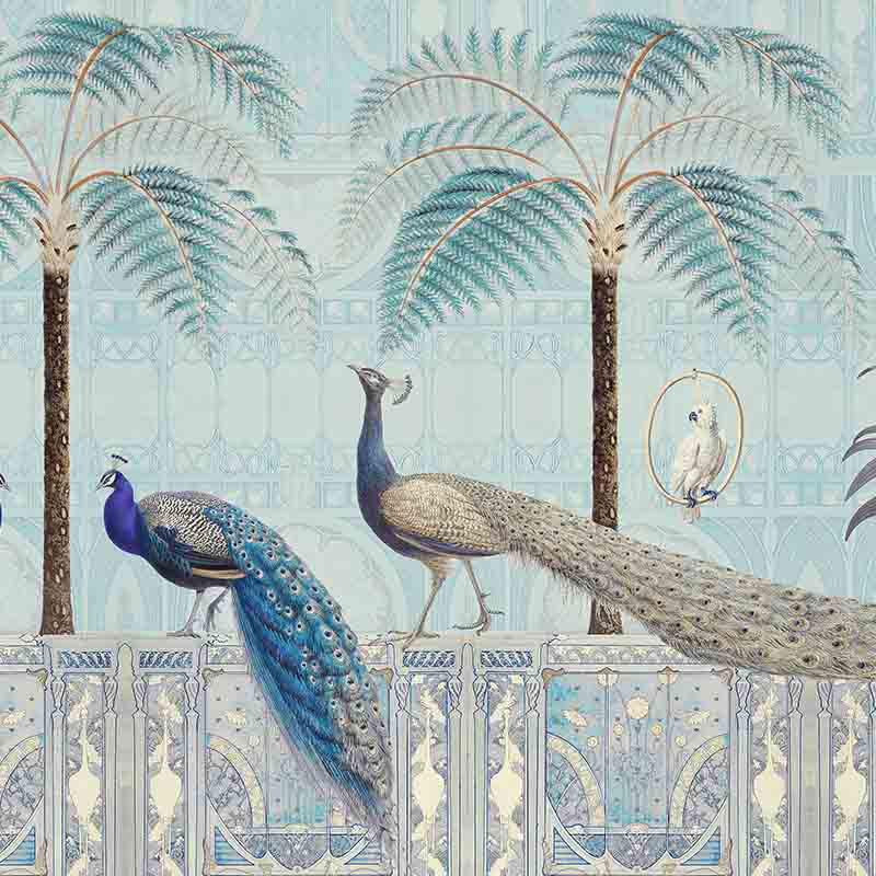 Обои ручная роспись Chinoiserie Birds Palace Sapphire Обои ручная роспись Chinoiserie Birds Palace Sapphire в Костроме | Loft Concept