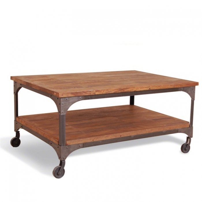 Журнальный стол Industrial Metal Rust Coffee Table on Wheels Журнальный стол Industrial Metal Rust Coffee Table on Wheels в Костроме | Loft Concept