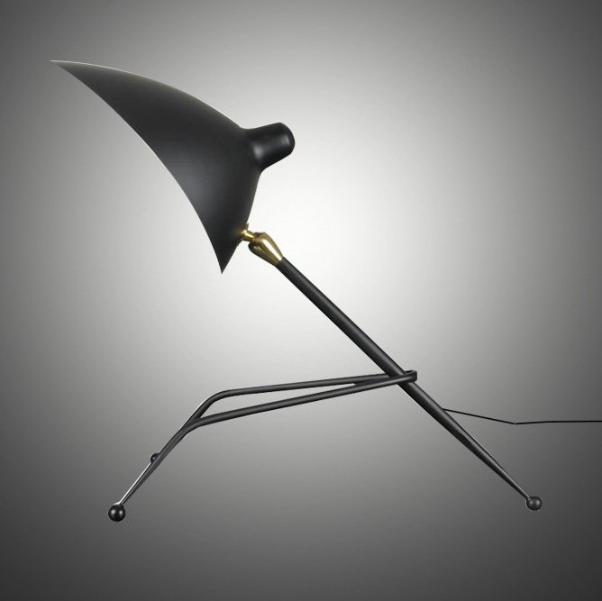 Настольная лампа Serge Mouille Tripod Desk Lamp Черный Настольная лампа Serge Mouille Tripod Desk Lamp Черный в Костроме | Loft Concept