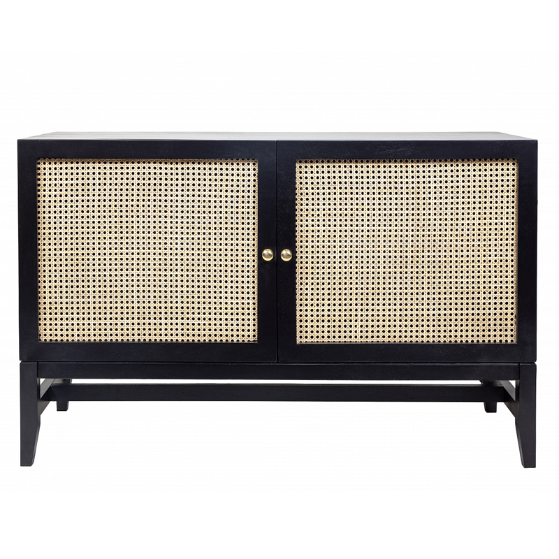 Комод с сетчатыми дверцами Rattan Бежевый Черный Комод с сетчатыми дверцами Rattan Бежевый Черный в Костроме | Loft Concept