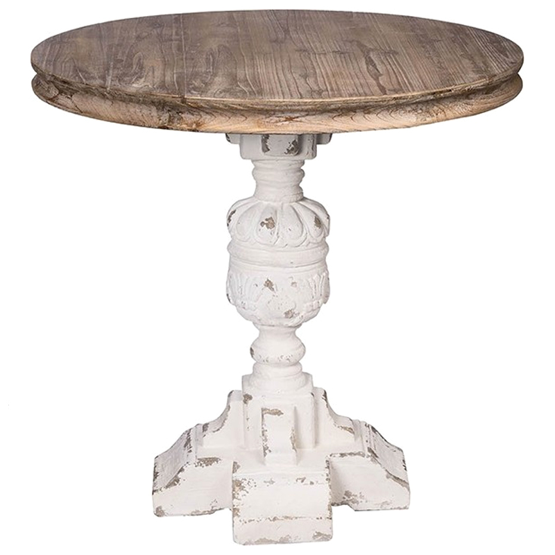 Круглый обеденный стол Aged Wood Коричневый Белый Круглый обеденный стол Aged Wood Коричневый Белый в Костроме | Loft Concept