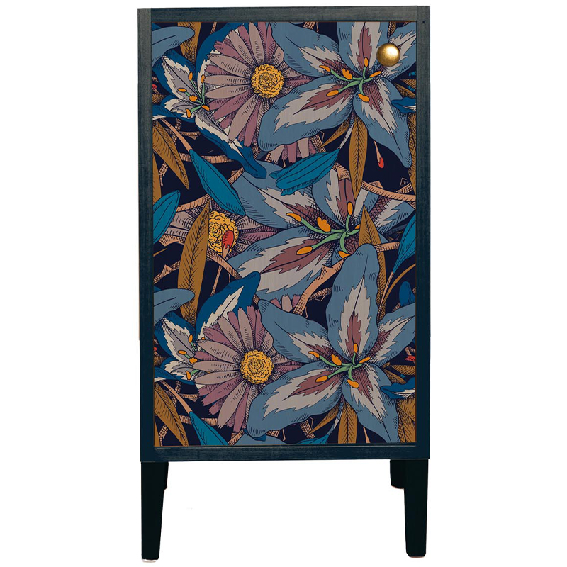 Шкаф с цветочным изображением Blue Floral Print Cabinet Синий Мульти Шкаф с цветочным изображением Blue Floral Print Cabinet Синий Мульти в Костроме | Loft Concept