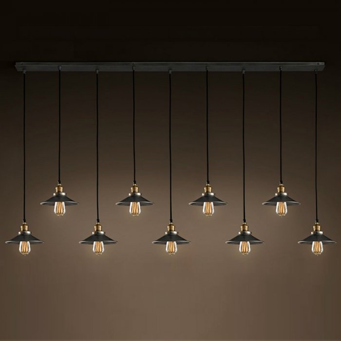 Потолочный светильник Loft Cone Pendant Line 9 Черный матовый Потолочный светильник Loft Cone Pendant Line 9 Черный матовый в Костроме | Loft Concept