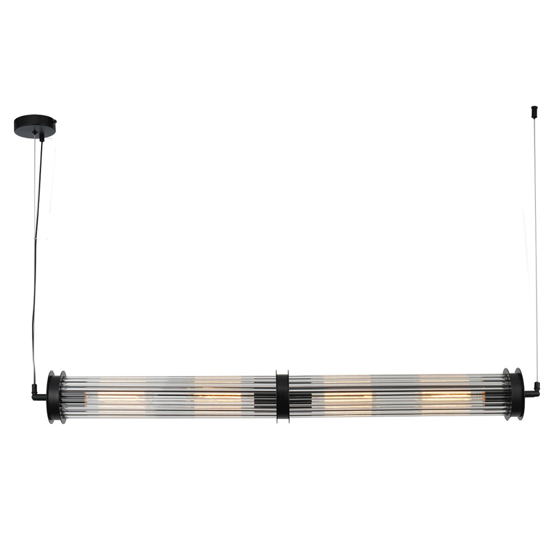 Люстра с рифленым плафоном Glass Tube Black Черный Прозрачный Люстра с рифленым плафоном Glass Tube Black Черный Прозрачный в Костроме | Loft Concept