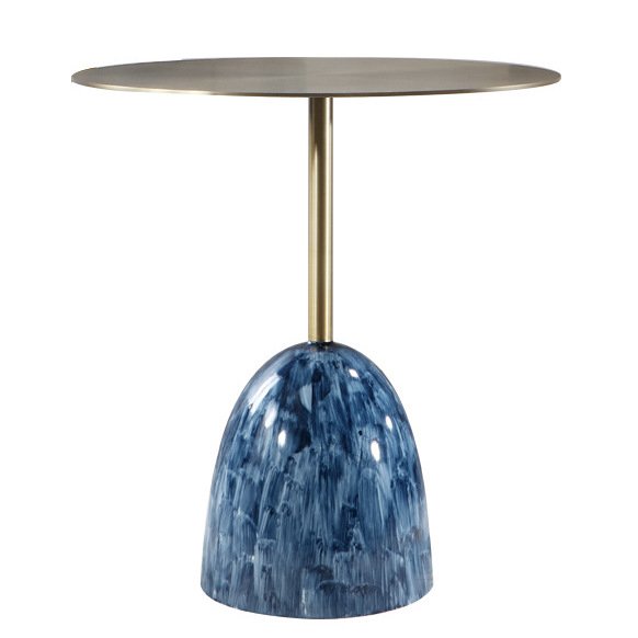 Приставной стол Blue Stains Table Латунь Синий Приставной стол Blue Stains Table Латунь Синий в Костроме | Loft Concept