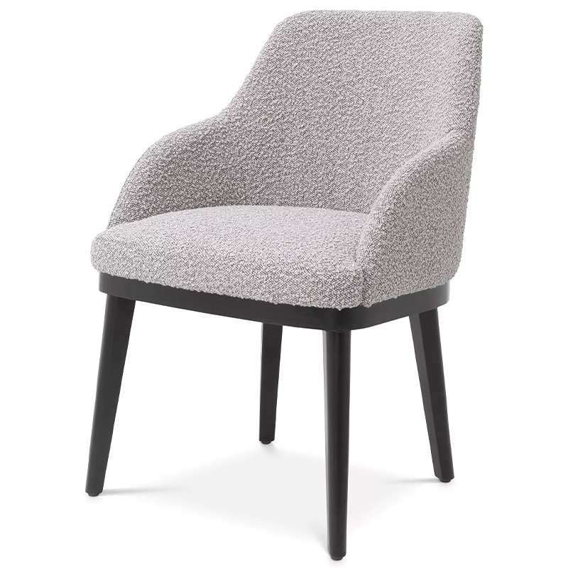 Стул Eichholtz Dining Chair Costa Boucle Grey Серый Черный Стул Eichholtz Dining Chair Costa Boucle Grey Серый Черный в Костроме | Loft Concept