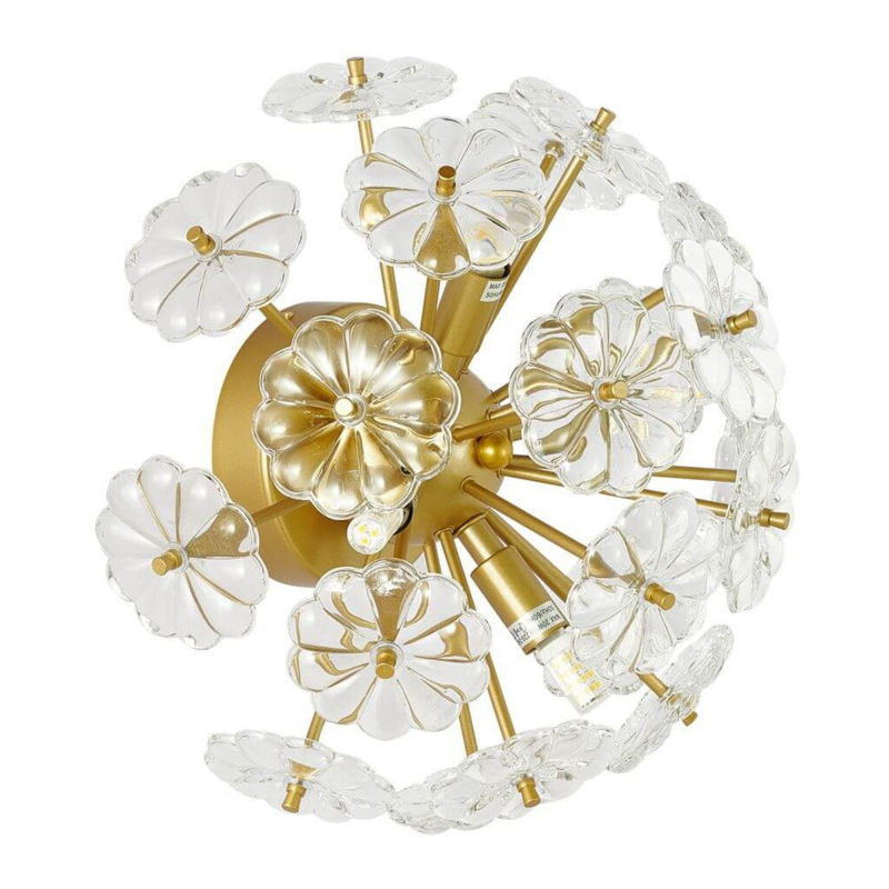 Бра Glass Flowers Sputnik Wall Lamp матовое золото Прозрачное Стекло Бра Glass Flowers Sputnik Wall Lamp матовое золото Прозрачное Стекло в Костроме | Loft Concept
