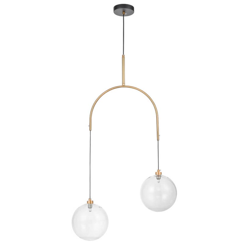 Люстра Two Hanging Ball Chandelier Золотой Прозрачный Черный Люстра Two Hanging Ball Chandelier Золотой Прозрачный Черный в Костроме | Loft Concept