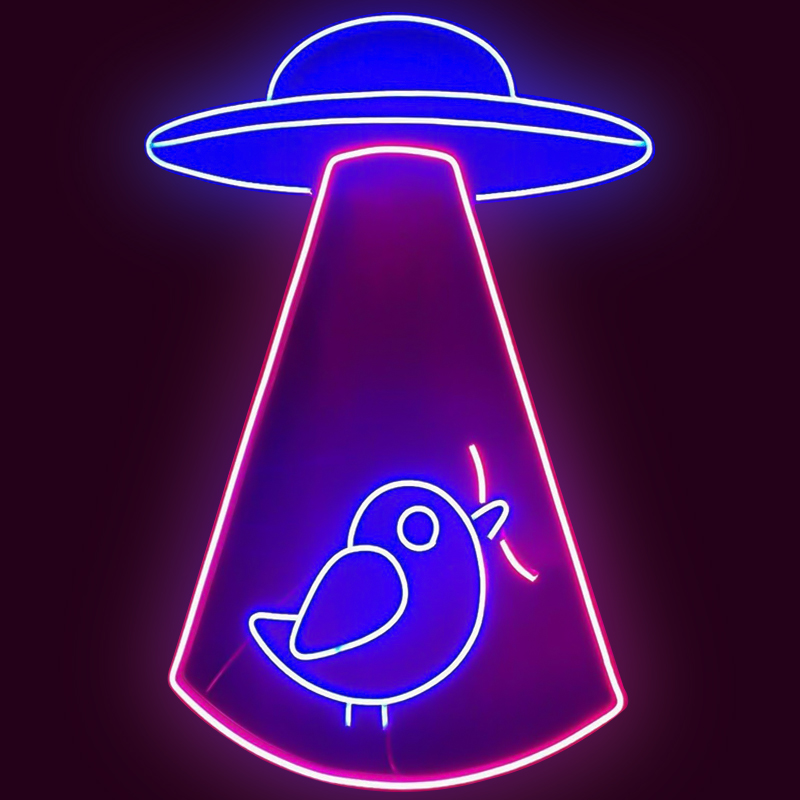 Неоновая настенная лампа UFO and Bird Neon Wall Lamp Синий Лиловый Неоновая настенная лампа UFO and Bird Neon Wall Lamp Синий Лиловый в Костроме | Loft Concept