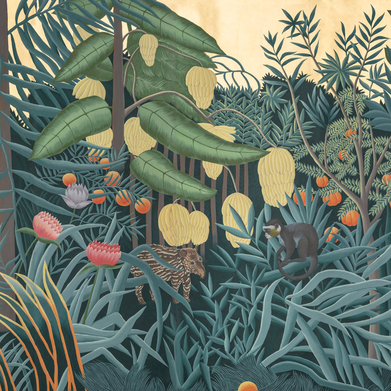 Обои ручная роспись Rousseau Rousseau on Deep Rich Gold gilded paper Обои ручная роспись Rousseau Rousseau on Deep Rich Gold gilded paper в Костроме | Loft Concept