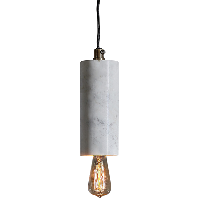 Подвесной светильник Shaw Cylinder Marble Hanging Lamp Белый Мрамор Bianco Черный Подвесной светильник Shaw Cylinder Marble Hanging Lamp Белый Мрамор Bianco Черный в Костроме | Loft Concept