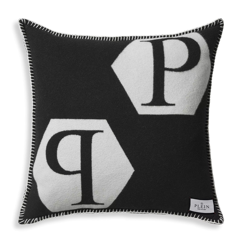Подушка Philipp Plein Cushion Cashmere Black Черно-белый Подушка Philipp Plein Cushion Cashmere Black Черно-белый в Костроме | Loft Concept
