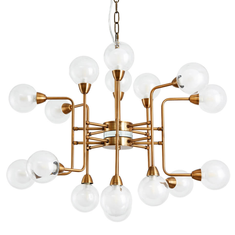Люстра Bistro Globe Milk Chandelier 16 Прозрачный белый Латунь Люстра Bistro Globe Milk Chandelier 16 Прозрачный белый Латунь в Костроме | Loft Concept