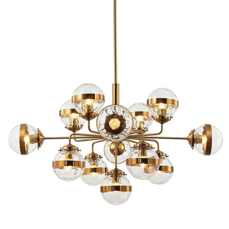 Люстра Greyson Chandelier 13 lamp Глянцевое золото Прозрачный в Костроме | Loft Concept 