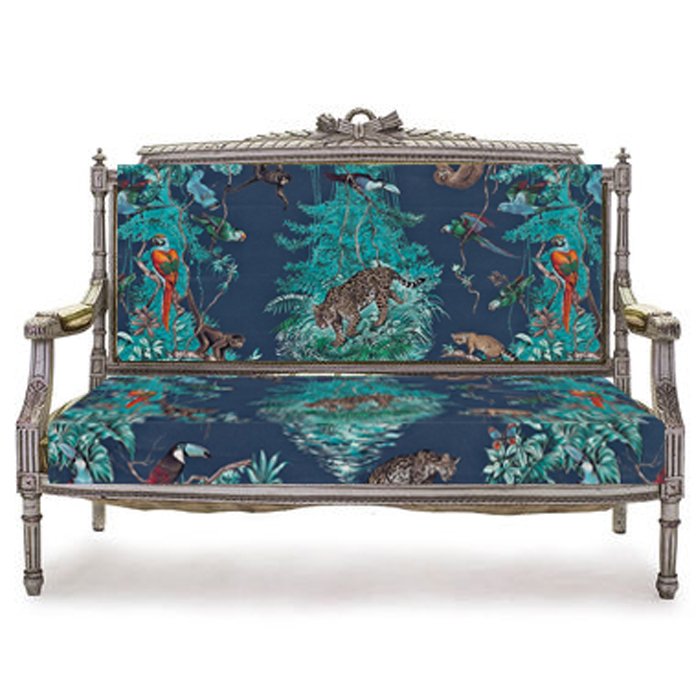 Антикварный Диван Canape в обивке Hermes Equateur imprime Синий Антикварный Диван Canape в обивке Hermes Equateur imprime Синий в Костроме | Loft Concept