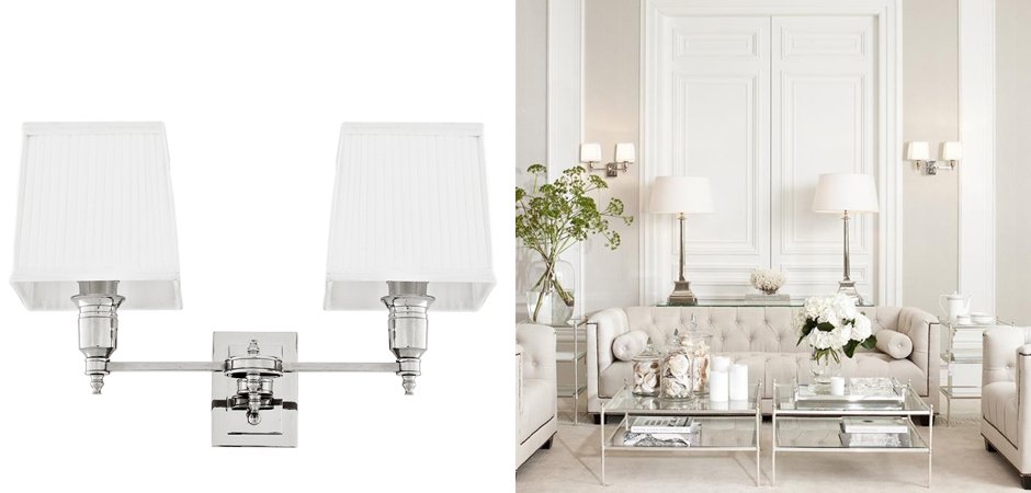 Бра Wall Lamp Lexington Double Nickel+White Бра Wall Lamp Lexington Double Nickel+White - Loft-Concept в Костроме