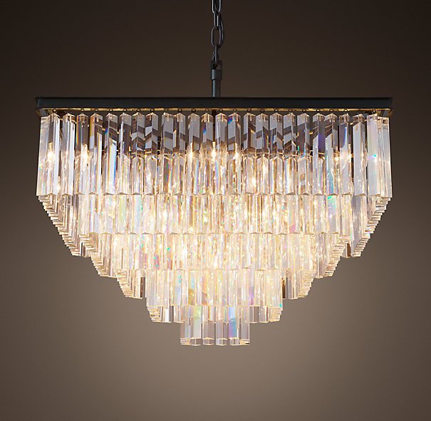 Люстра RH 1920s Odeon Clear Glass Fringe Chandelier - 5 square Черный Люстра RH 1920s Odeon Clear Glass Fringe Chandelier - 5 square Черный в Костроме | Loft Concept