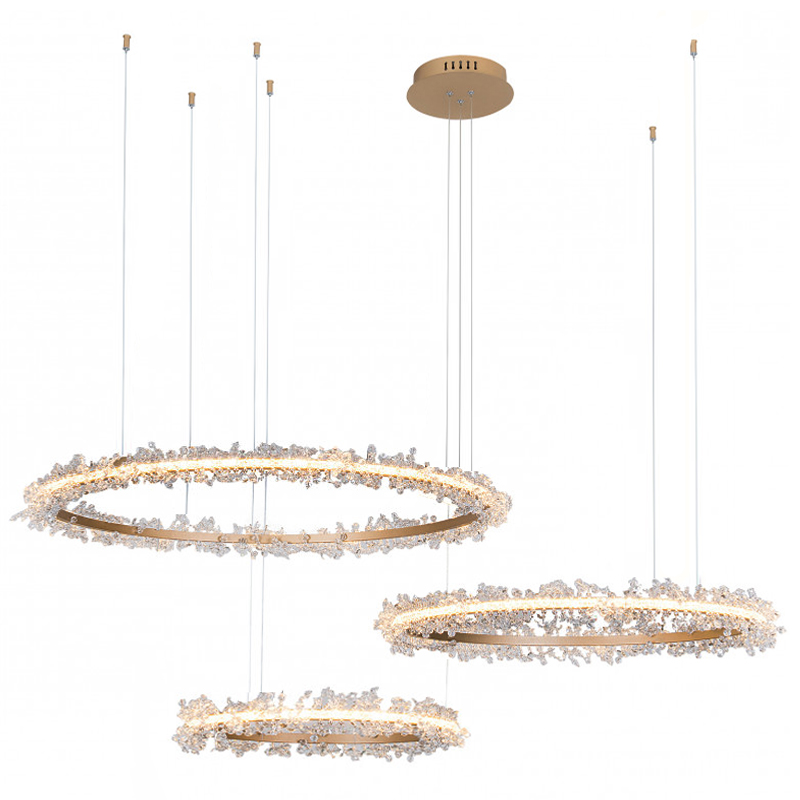 Люстра Crystal round chandelier Люстра 3 кольца Матовое Золото Прозрачный матовое золото Люстра Crystal round chandelier Люстра 3 кольца Матовое Золото Прозрачный матовое золото в Костроме | Loft Concept