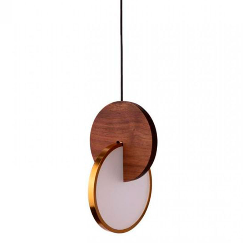 Подвесной светильник Eclipse Pendant Light Wood Золотой Белый Дерево Табак в Костроме | Loft Concept 