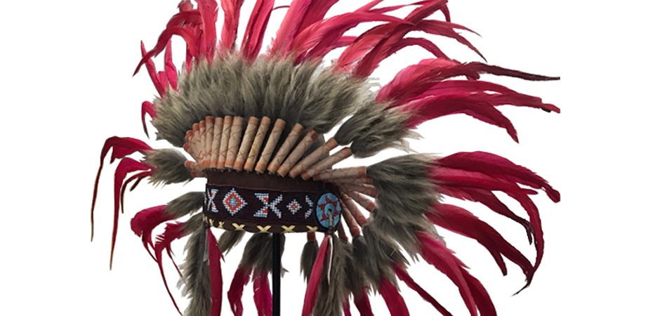 War bonnet Индейский венец из перьев красный War bonnet Индейский венец из перьев красный - Loft-Concept в Костроме