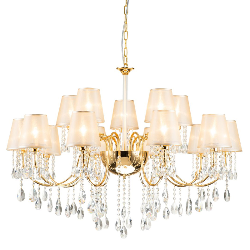 Двухъярусная люстра золотого цвета с хрустальным декором Dainty Light Золотой Янтарный Двухъярусная люстра золотого цвета с хрустальным декором Dainty Light Золотой Янтарный в Костроме | Loft Concept