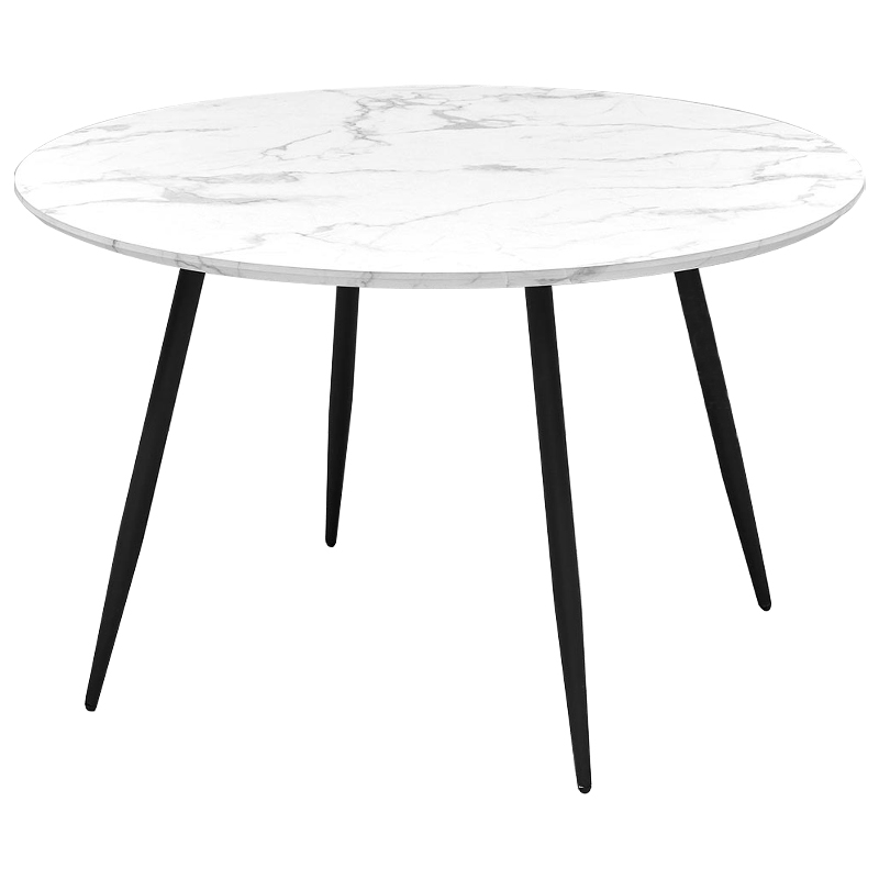 Стол круглый Calvert Table белая столешница с рисунком под мрамор Белый Черный Стол круглый Calvert Table белая столешница с рисунком под мрамор Белый Черный в Костроме | Loft Concept