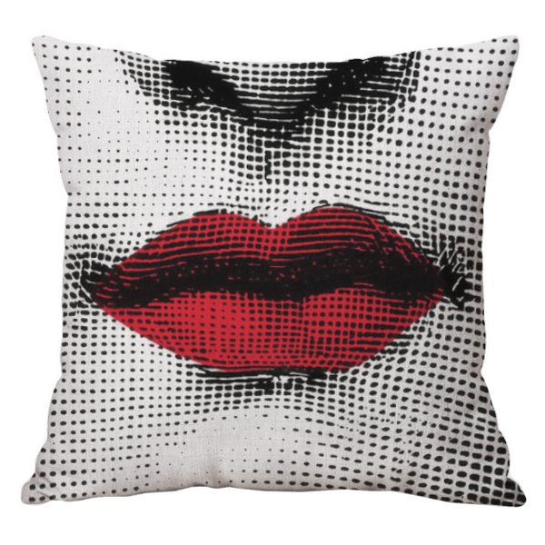 Декоративная подушка Fornasetti lips red Красный (Red) Декоративная подушка Fornasetti lips red Красный (Red) в Костроме | Loft Concept
