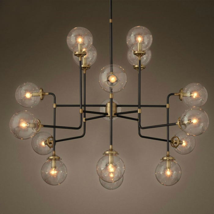 Люстра Bistro Globe Clear Glass Chandelier 16 Черный Люстра Bistro Globe Clear Glass Chandelier 16 Черный в Костроме | Loft Concept
