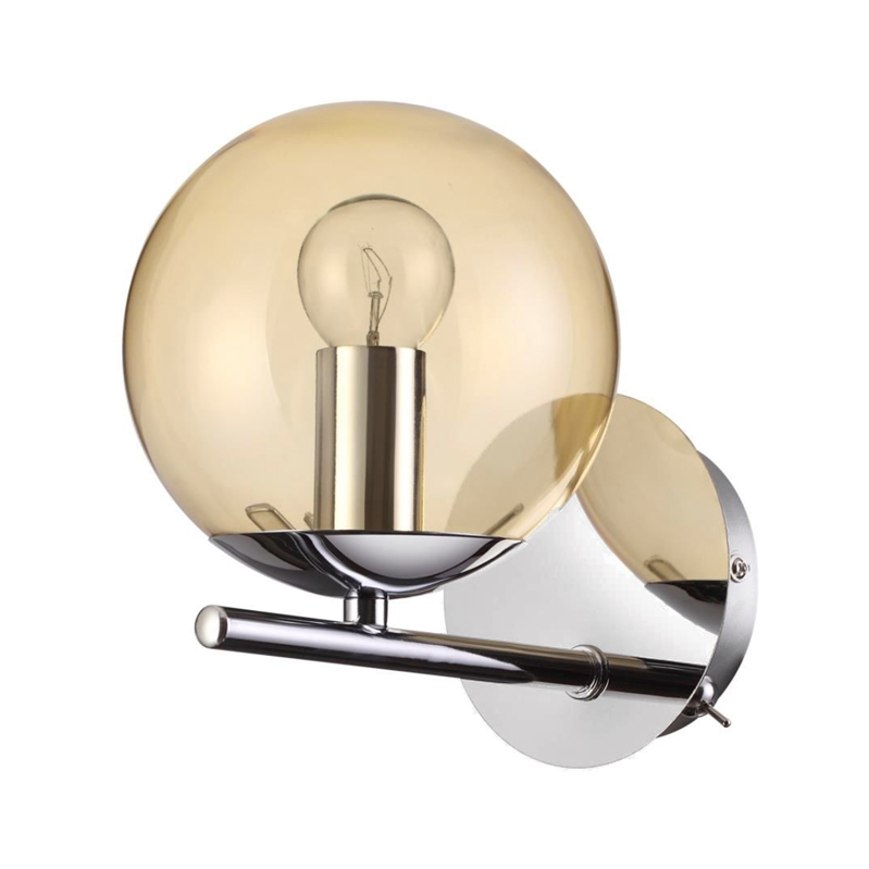 Бра Bolle Hanging Lamp Amber Хром Янтарь (Amber) Бра Bolle Hanging Lamp Amber Хром Янтарь (Amber) в Костроме | Loft Concept