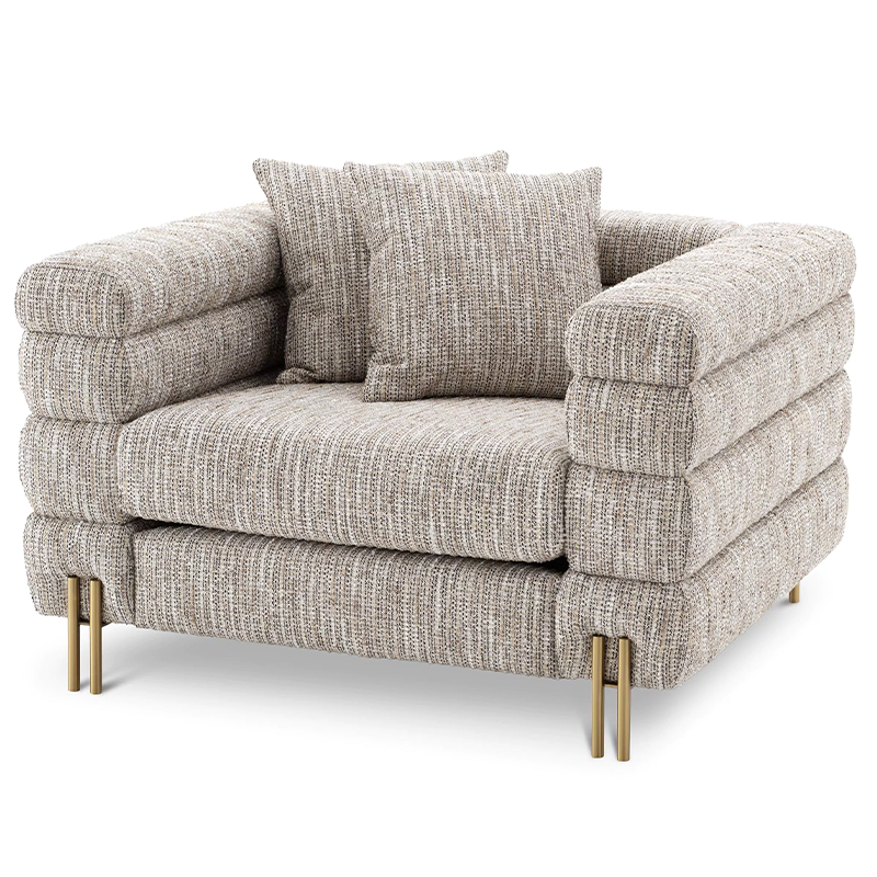 Кресло Eichholtz Chair York Бежево-серый Латунь Бежево-серый Матовая латунь Кресло Eichholtz Chair York Бежево-серый Латунь Бежево-серый Матовая латунь в Костроме | Loft Concept