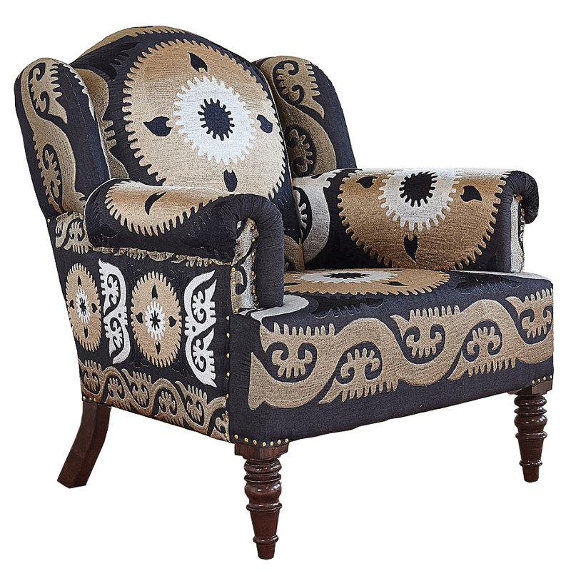 Armchair Mandala Beige Ornament Бежевый Черный Armchair Mandala Beige Ornament Бежевый Черный в Костроме | Loft Concept