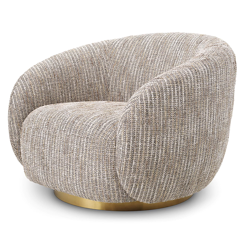 Кресло Eichholtz Swivel Chair Brice Mademoiselle Beige Бежево-серый Латунь Кресло Eichholtz Swivel Chair Brice Mademoiselle Beige Бежево-серый Латунь в Костроме | Loft Concept