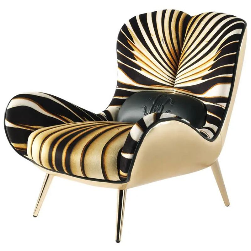 Дизайнерское Кресло Tifnit Armchairs стиль Roberto Cavalli I Золотой Черный Желтый Белый Дизайнерское Кресло Tifnit Armchairs стиль Roberto Cavalli I Золотой Черный Желтый Белый в Костроме | Loft Concept