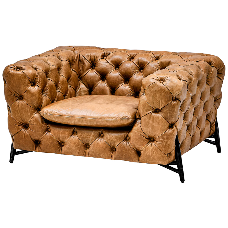 Кресло Hendrica Capitone Chair Карамель Черный Кресло Hendrica Capitone Chair Карамель Черный в Костроме | Loft Concept