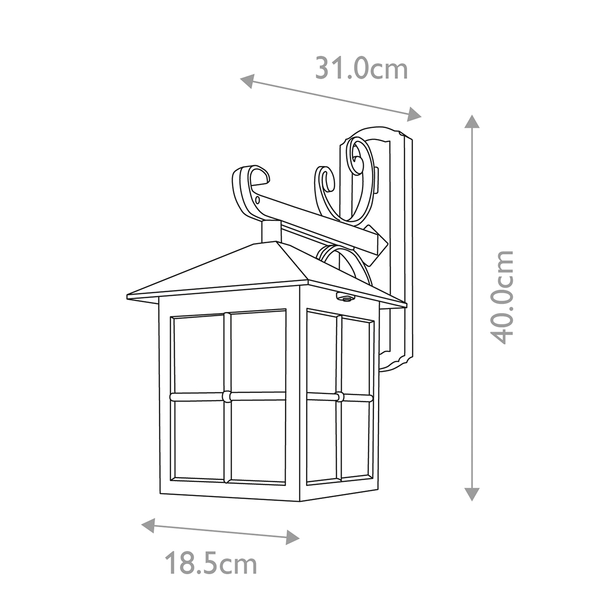 Настенный фонарь черного цвета в форме фонаря с решетчатым плафоном и фактурным стеклом Elstead Lighting в Костроме