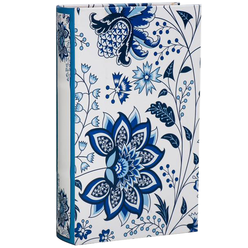 Шкатулка-книга с сейфом Fabulous Flowers Book Box Синий Белый Шкатулка-книга с сейфом Fabulous Flowers Book Box Синий Белый в Костроме | Loft Concept