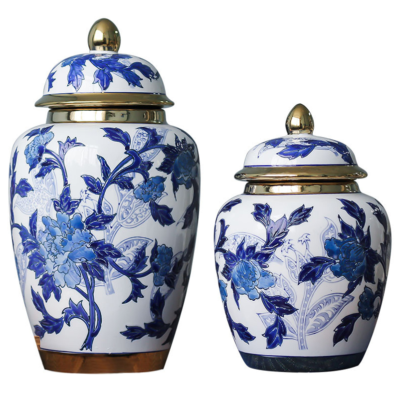 Вазы Porcelain Oriental Blue Ornament Vases Синий Белый Золотой Вазы Porcelain Oriental Blue Ornament Vases Синий Белый Золотой в Костроме | Loft Concept