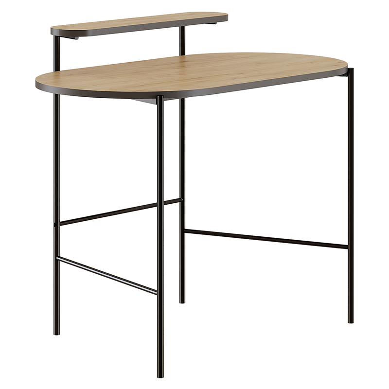 Стол письменный овальной формы с полкой LOUB WORKING TABLE BLACK OAK Древесина Черный Стол письменный овальной формы с полкой LOUB WORKING TABLE BLACK OAK Древесина Черный в Костроме | Loft Concept