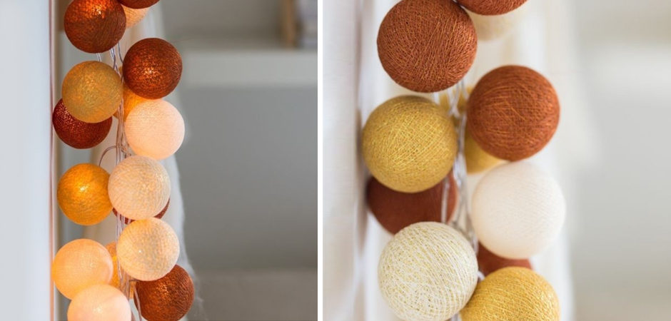 Гирлянда хлопковые фонарики Сotton Ball Gold-Copper - Loft-Concept в Костроме