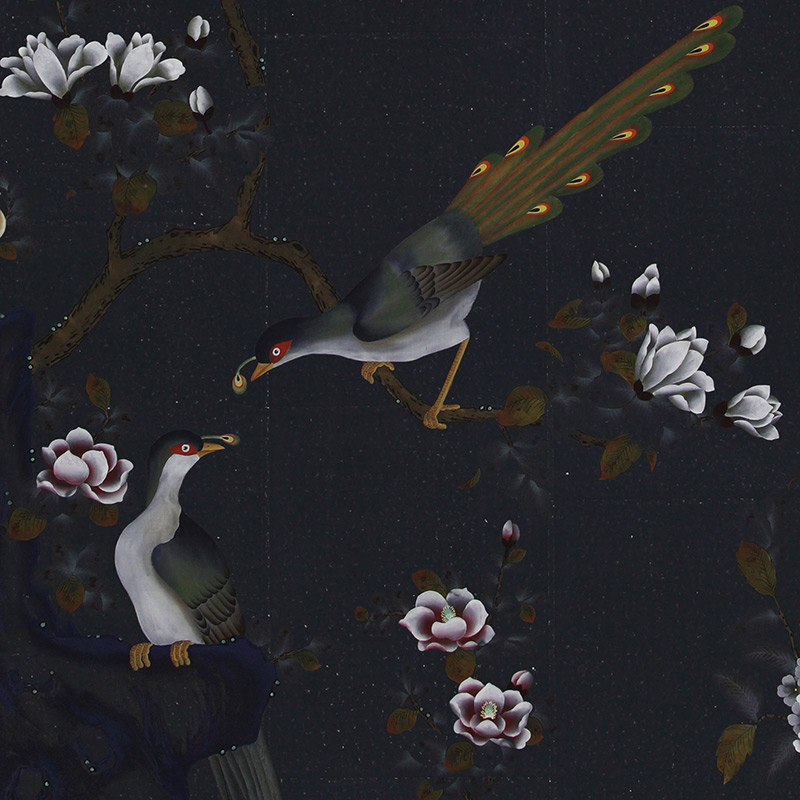 Обои шинуазри Japanese Garden Original colourway on Pitch India tea paper Обои шинуазри Japanese Garden Original colourway on Pitch India tea paper в Костроме | Loft Concept