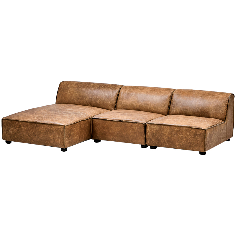 Диван Diehl Leather Sofa Карамель Хром Диван Diehl Leather Sofa Карамель Хром в Костроме | Loft Concept