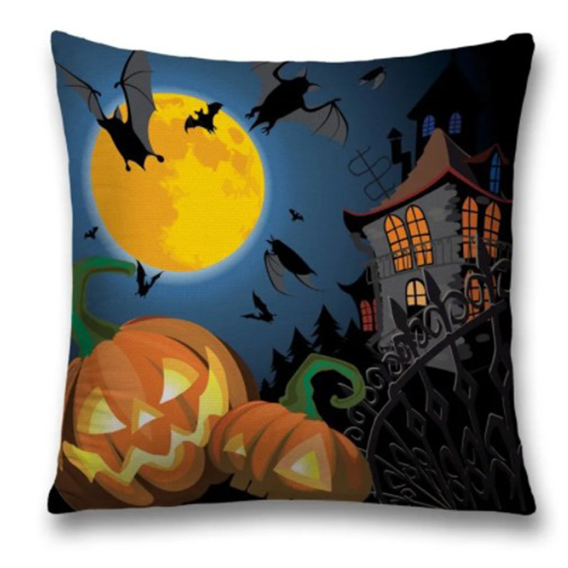 Подушка Halloween Spooky Night Черный Оранжевый Синий Подушка Halloween Spooky Night Черный Оранжевый Синий в Костроме | Loft Concept