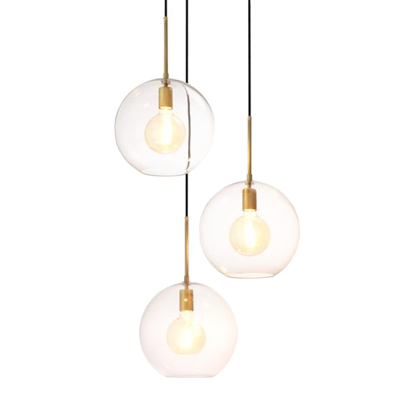 Люстра Chandelier Tango 3 light Латунь Античная полированная Темная бронза Прозрачное Стекло в Костроме | Loft Concept 