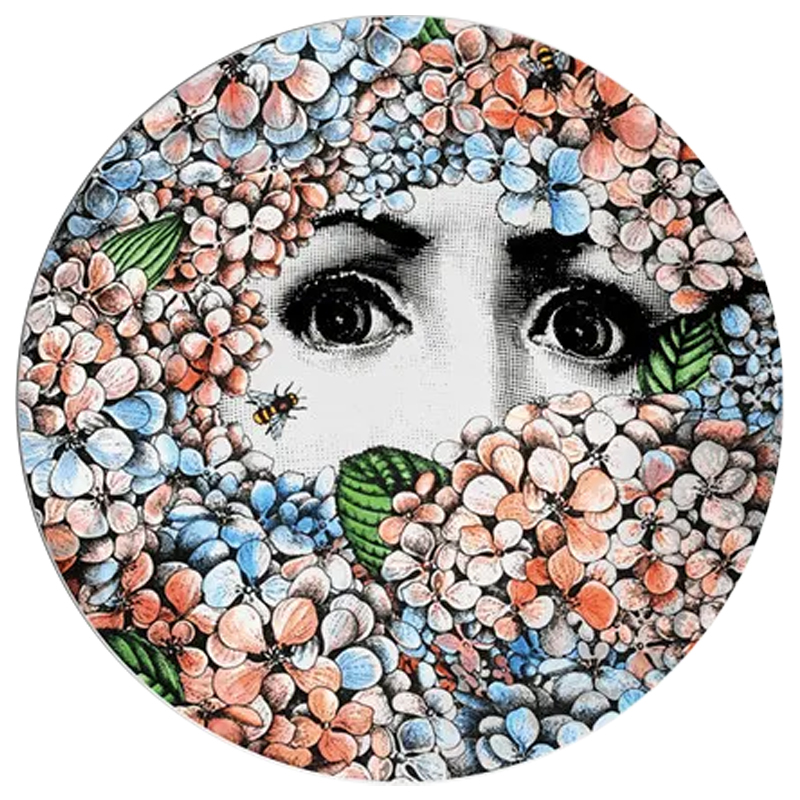 Декоративная тарелка Fornasetti Ortensia Мульти Розовый Голубой Декоративная тарелка Fornasetti Ortensia Мульти Розовый Голубой в Костроме | Loft Concept