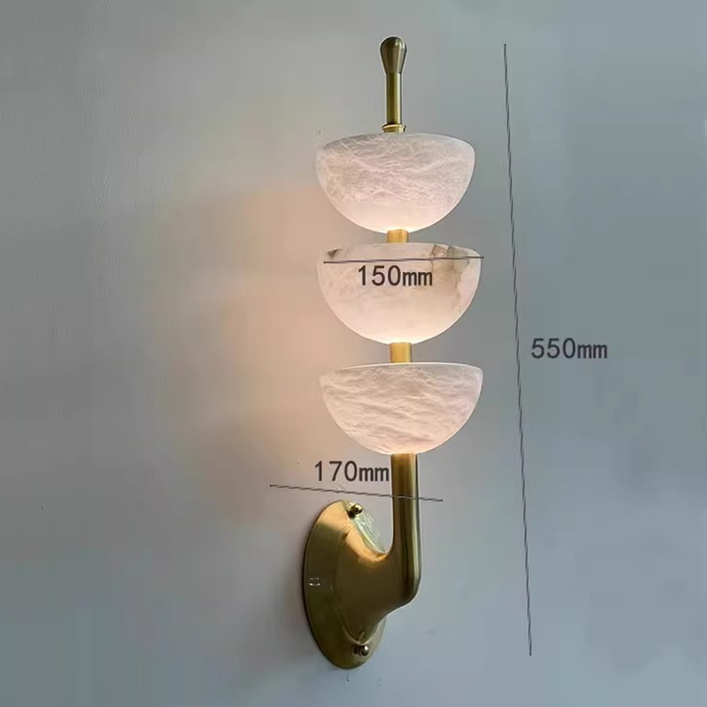 Бра с 3-мя мраморными плафонами в форме чаши Warm Marble Light Бра с 3-мя мраморными плафонами в форме чаши Warm Marble Light в Костроме