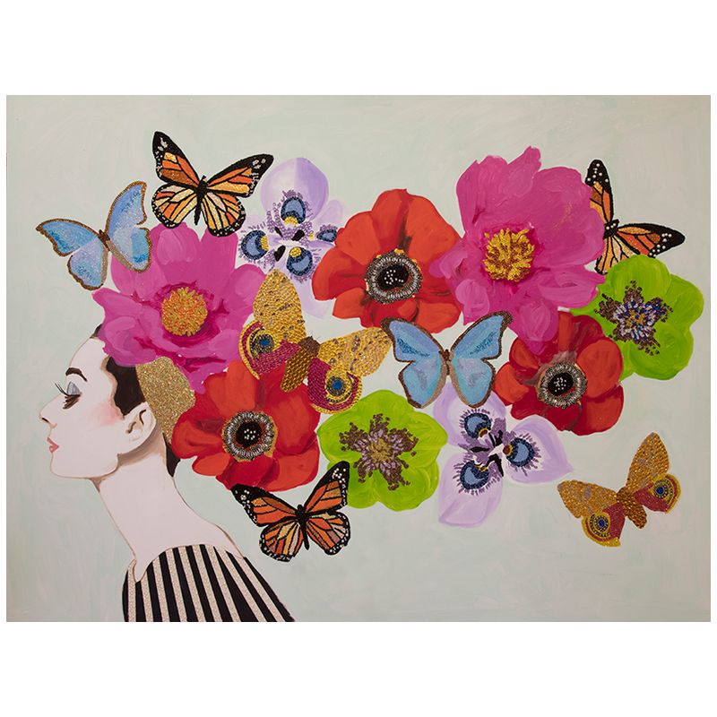 Картина "Audrey with Cascading Flowers And Butterflies” Мульти Картина "Audrey with Cascading Flowers And Butterflies” Мульти в Костроме | Loft Concept