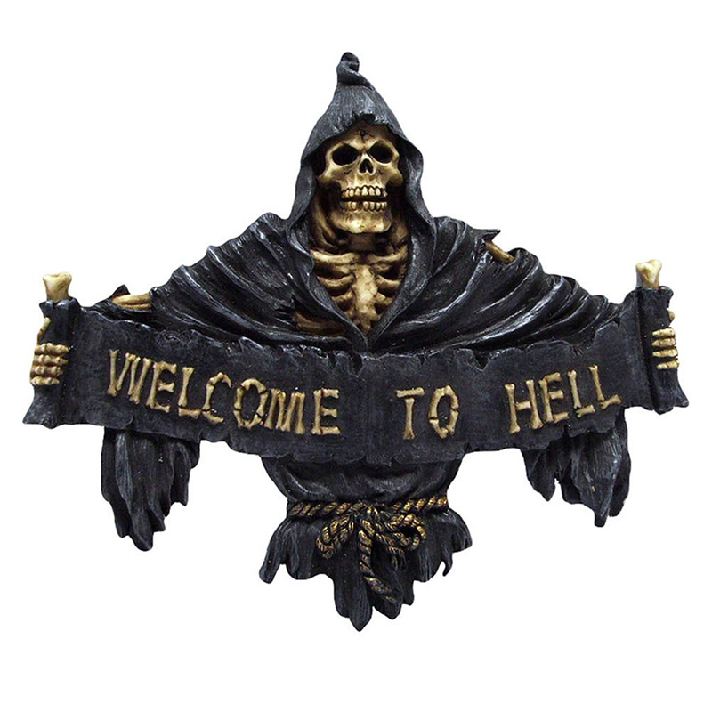 Аксессуар на стену Welcome To Hell Черный Золотой Аксессуар на стену Welcome To Hell Черный Золотой в Костроме | Loft Concept