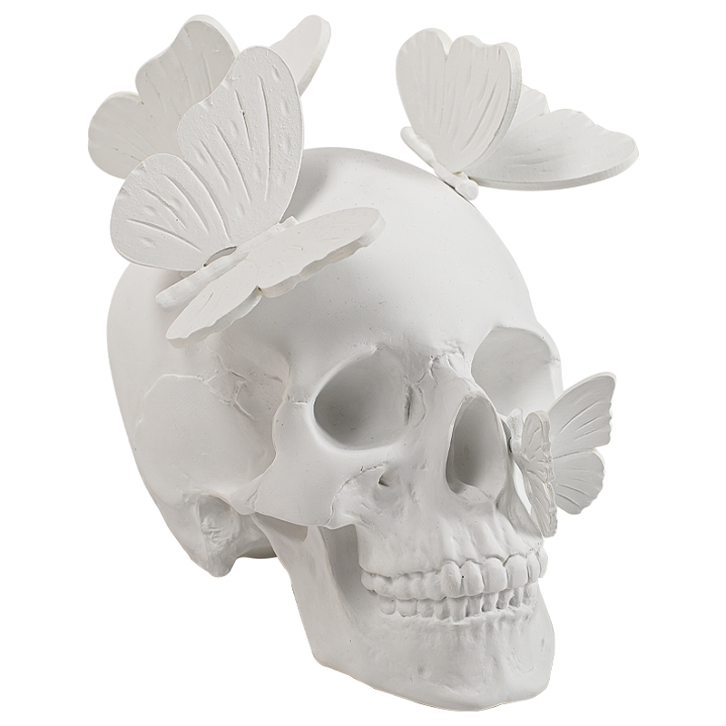 Статуэтка Skull with butterflies white Белый Статуэтка Skull with butterflies white Белый в Костроме | Loft Concept